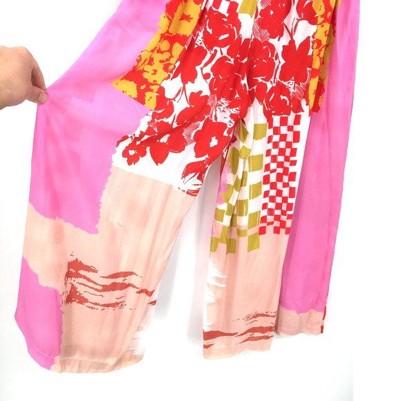 NEW Alembika Floral Wide Leg Pant red pink orange - Picture 10 of 11